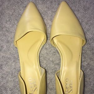 Franco Sarto Yellow Leather Slip On Shoes.